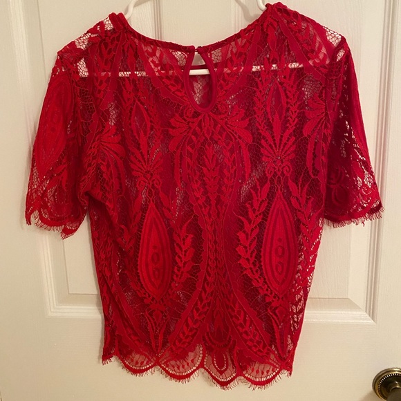 Red lace top - Picture 2 of 3